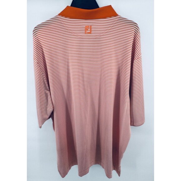 Footjoy Polo Shirt Mens XXL Orange White Stripes Elks Club Stretch Golf - Picture 4 of 13